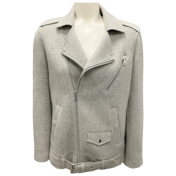 THEORY MELANGE GREY PERFECT MOTO DOUBLE FACE JACKET - Picture 1 of 5